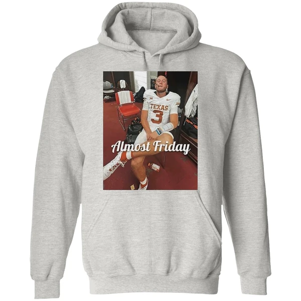 Quinn Ewers Smoking Cigars In The Room Texas Longhorns Almost Friday Hoodie - Image 9