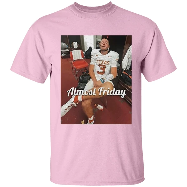 Quinn Ewers Smoking Cigars In The Room Texas Longhorns Almost Friday Shirt - Image 3
