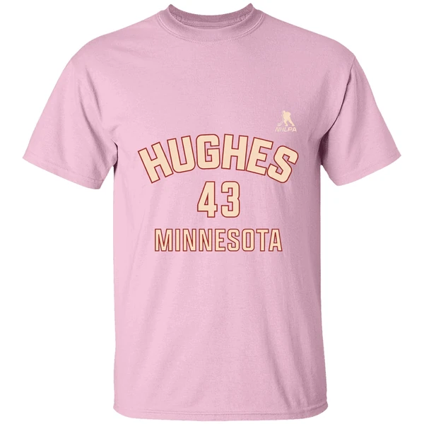 quinn hughes 43 player minnesota wild hockey 2025 nhl shirt lightpink