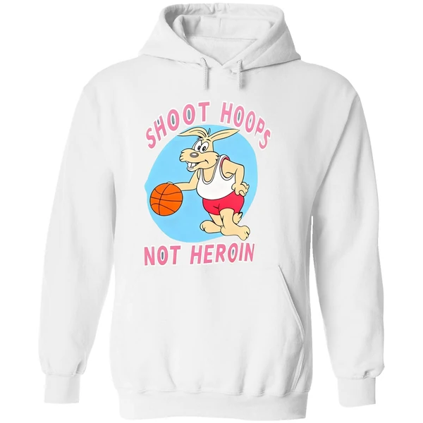 Rabbit Basketball Shoot Hoops Not Heroin Hoodie - Image 8