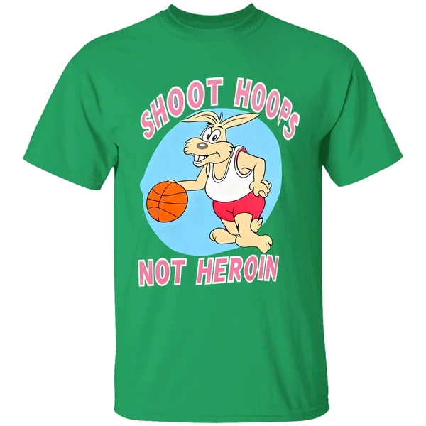 Rabbit Basketball Shoot Hoops Not Heroin Shirt - Image 2