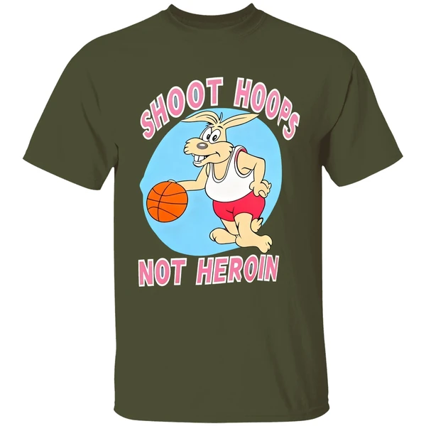 Rabbit Basketball Shoot Hoops Not Heroin Shirt - Image 4