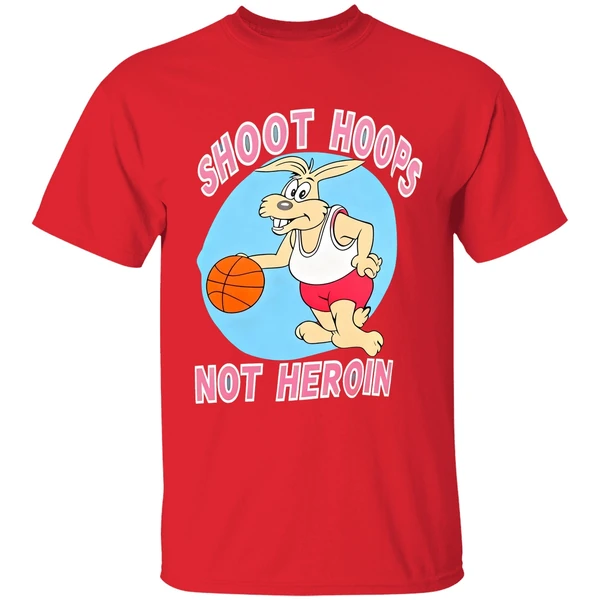 Rabbit Basketball Shoot Hoops Not Heroin Shirt - Image 7