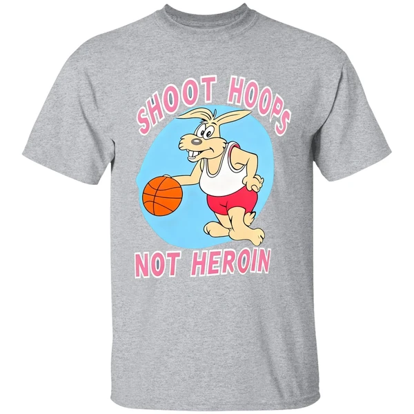 Rabbit Basketball Shoot Hoops Not Heroin Shirt - Image 9