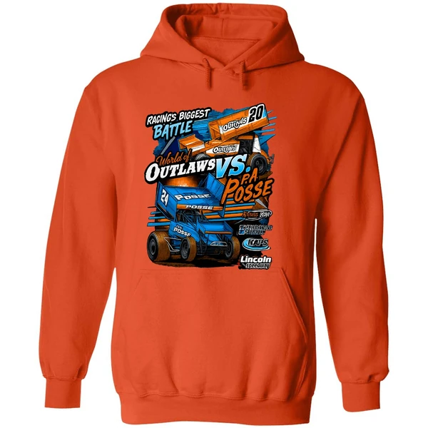 Racings Biggest Battle World Of Outlaws Vs Pa Posse Graphic Hoodie - Image 6
