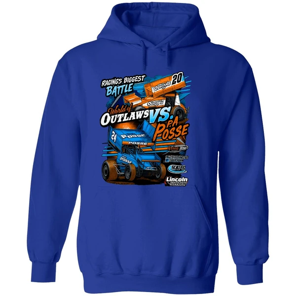 Racings Biggest Battle World Of Outlaws Vs Pa Posse Graphic Hoodie - Image 7