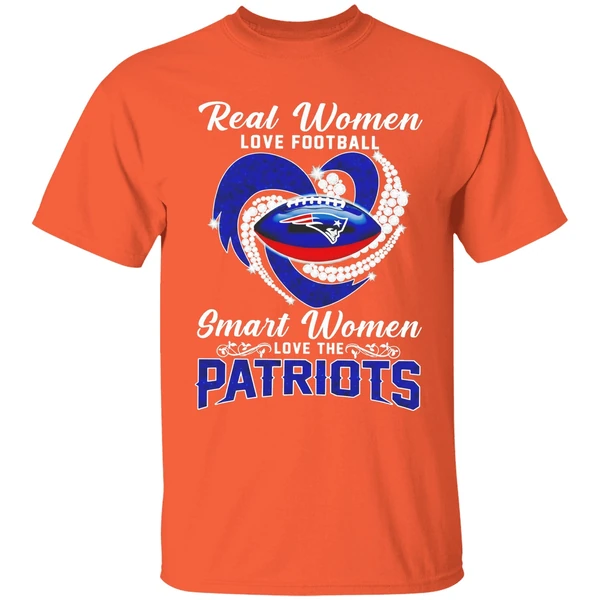 real women love football smart women love new england patriots shirt orange