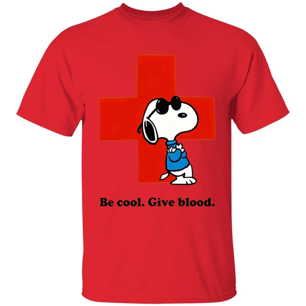 Red Cross Peanuts Be Cool Give Blood Shirt - Image 4