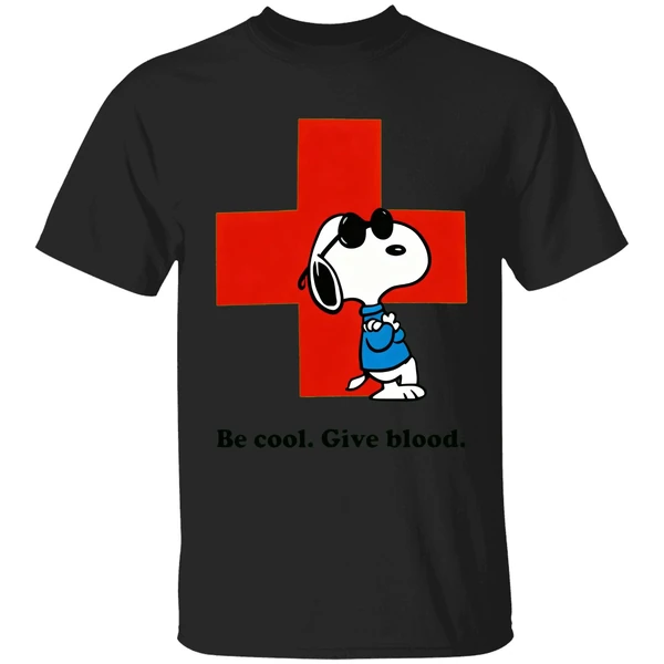 Red Cross Peanuts Be Cool Give Blood Shirt - Image 7