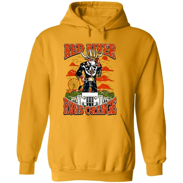 Red River Runs Orange Texas Longhorns Vintage Hoodie