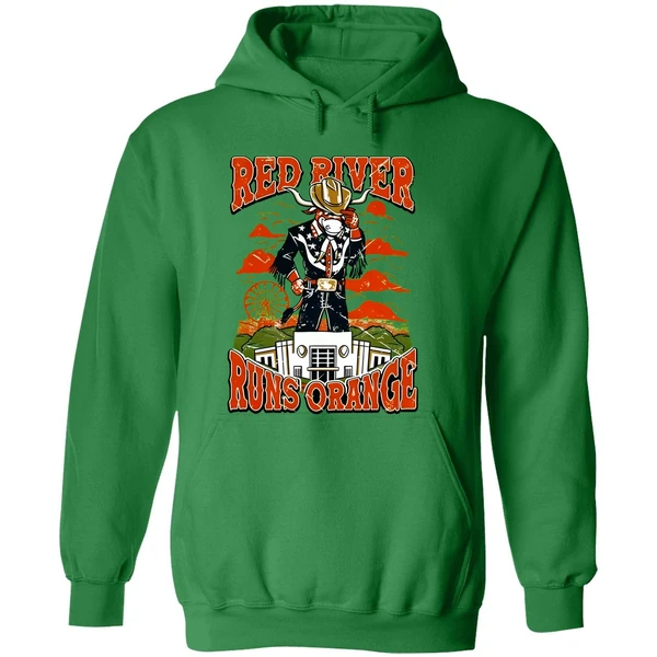 Red River Runs Orange Texas Longhorns Vintage Hoodie - Image 2
