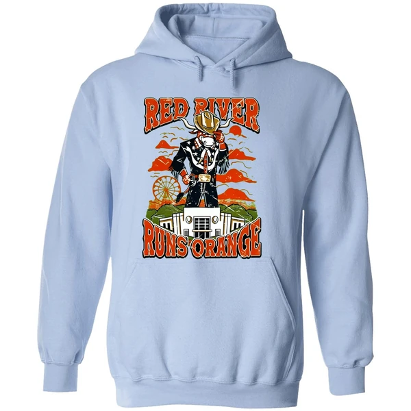 Red River Runs Orange Texas Longhorns Vintage Hoodie - Image 4