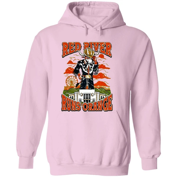 Red River Runs Orange Texas Longhorns Vintage Hoodie - Image 5