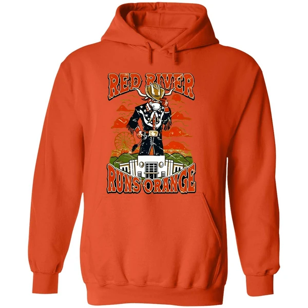 Red River Runs Orange Texas Longhorns Vintage Hoodie - Image 6