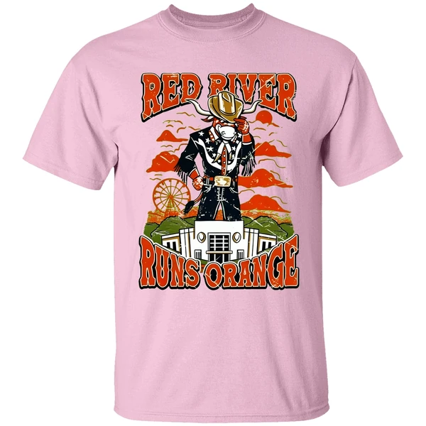 Red River Runs Orange Texas Longhorns Vintage Shirt - Image 2