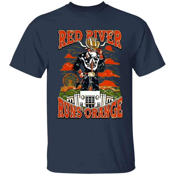 Red River Runs Orange Texas Longhorns Vintage Shirt - Image 4