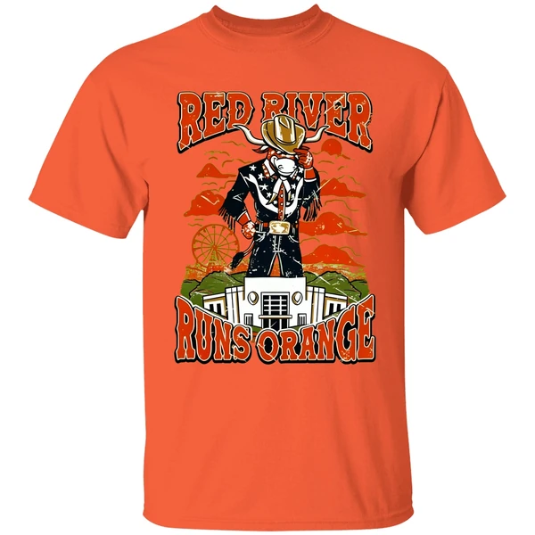 Red River Runs Orange Texas Longhorns Vintage Shirt - Image 5