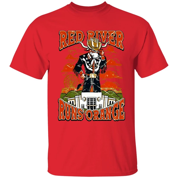 Red River Runs Orange Texas Longhorns Vintage Shirt - Image 6