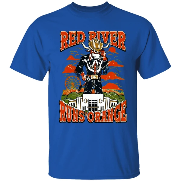Red River Runs Orange Texas Longhorns Vintage Shirt - Image 7