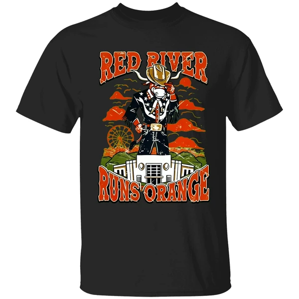 Red River Runs Orange Texas Longhorns Vintage Shirt - Image 9