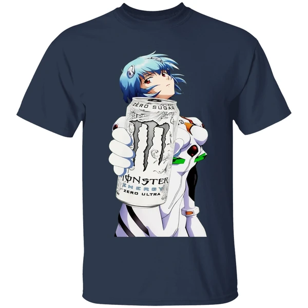 rei ayanami monster anime shirt navy