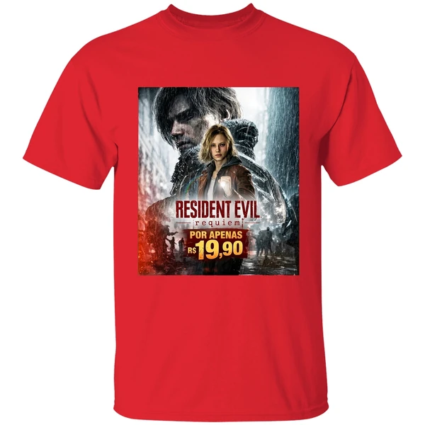 resident evil requiem for apenas r 1990 poster shirt red