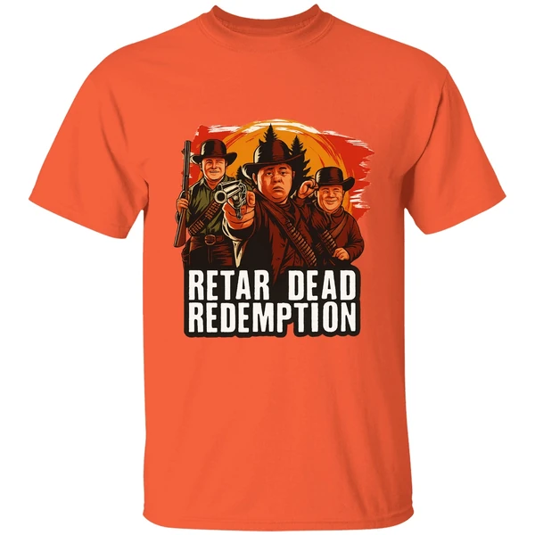 retar dead redemption down syndrome red dead redemption parody poster shirt orange