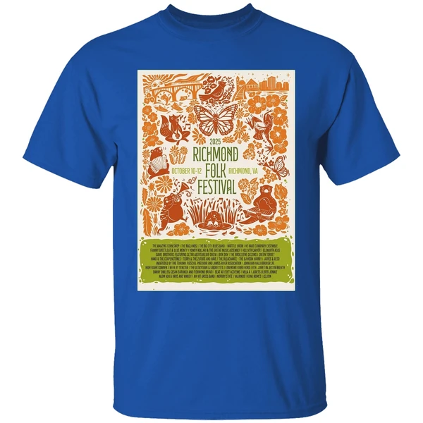 richmond folk festival oct 10 12 2025 at browns island in richmond va poster shirt royalblue