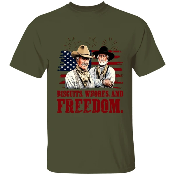 Robert Duvall And Tommy Lee Jones Biscuits Whores And Freedom Shirt - Image 9
