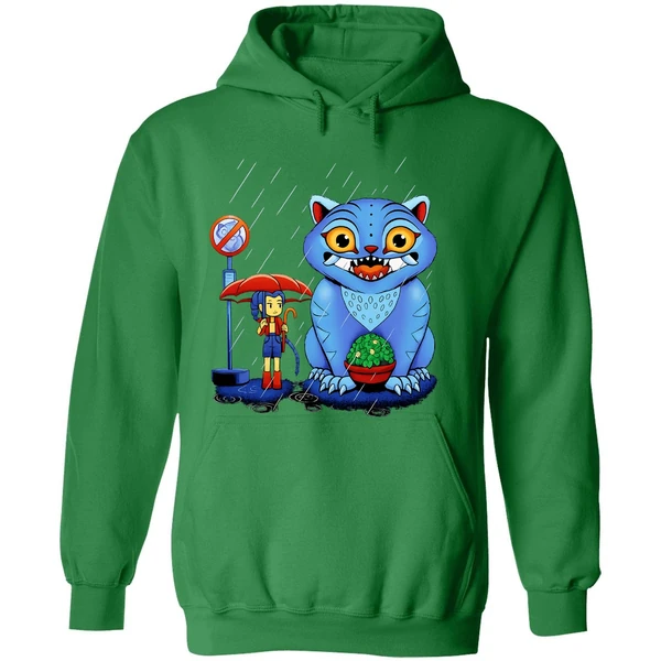 Rumi And Derpy Tiger At A Bus Stop In The Style Of My Neighbor Totoro Hoodie - Image 2