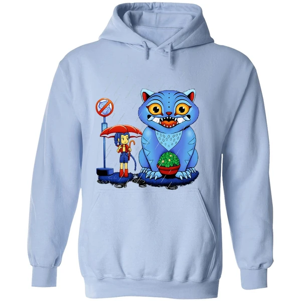 Rumi And Derpy Tiger At A Bus Stop In The Style Of My Neighbor Totoro Hoodie - Image 4