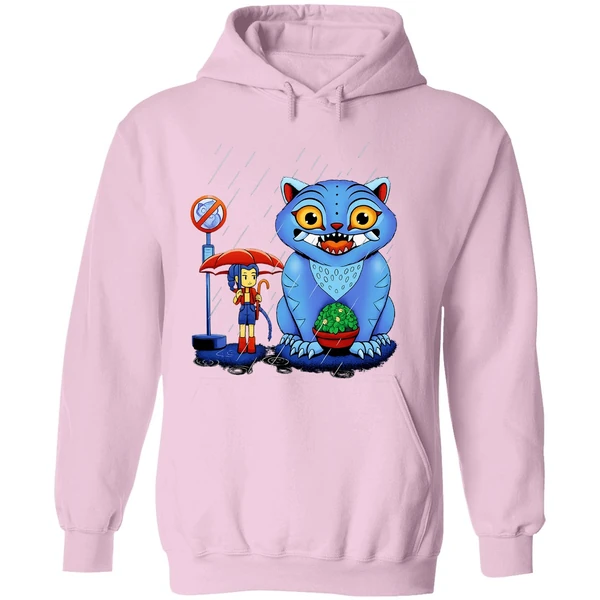 Rumi And Derpy Tiger At A Bus Stop In The Style Of My Neighbor Totoro Hoodie - Image 5