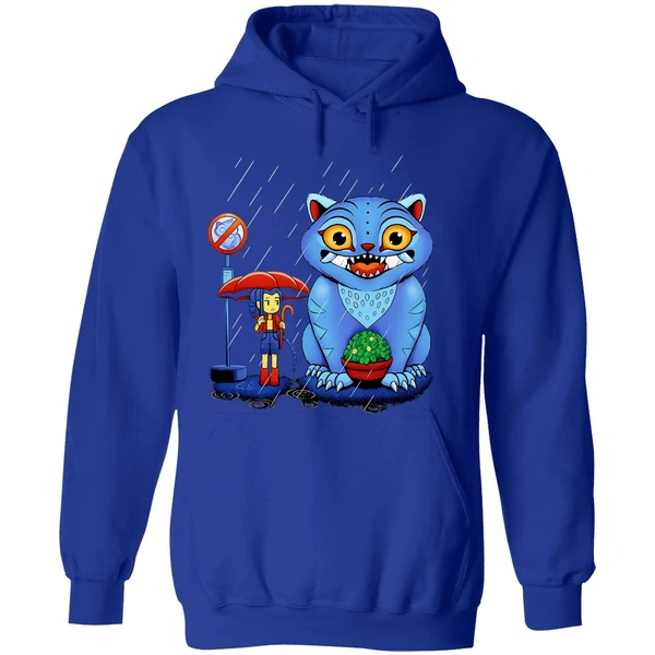 Rumi And Derpy Tiger At A Bus Stop In The Style Of My Neighbor Totoro Hoodie - Image 7