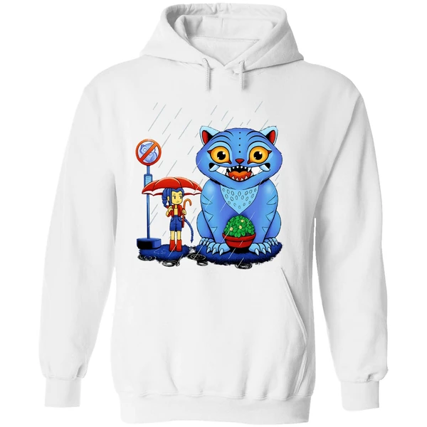 Rumi And Derpy Tiger At A Bus Stop In The Style Of My Neighbor Totoro Hoodie - Image 8
