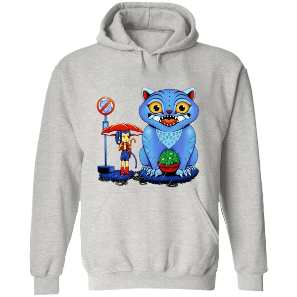 Rumi And Derpy Tiger At A Bus Stop In The Style Of My Neighbor Totoro Hoodie - Image 9