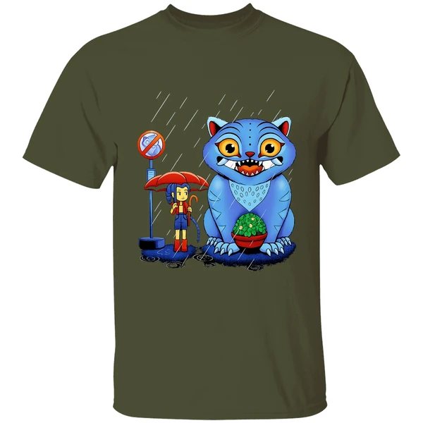 Rumi And Derpy Tiger At A Bus Stop In The Style Of My Neighbor Totoro Shirt - Image 3