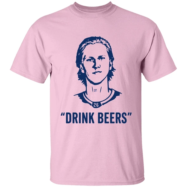 Sam Carrick Wearing Rasmus Dahlin Drink Beers Shirt - Image 2