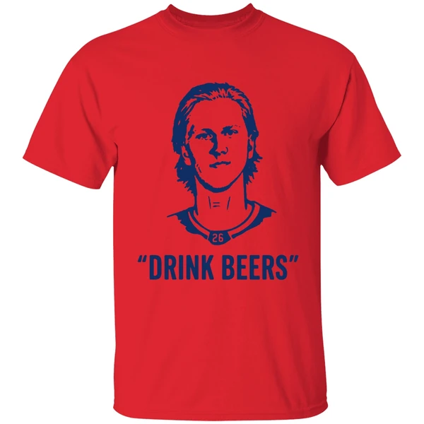 Sam Carrick Wearing Rasmus Dahlin Drink Beers Shirt - Image 4