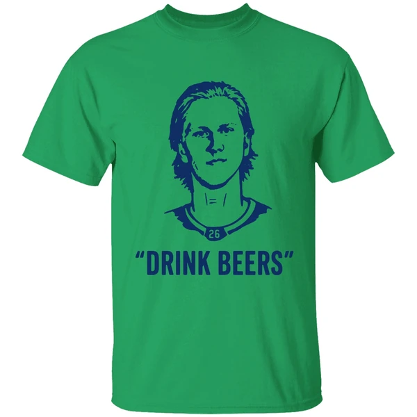 Sam Carrick Wearing Rasmus Dahlin Drink Beers Shirt - Image 8