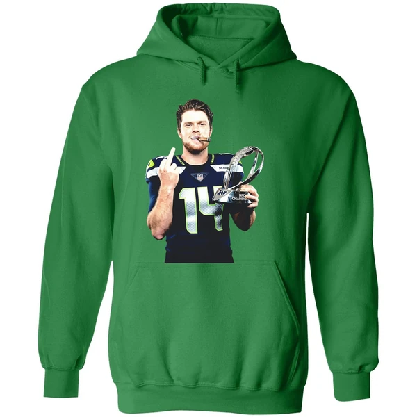 Sam Darnold Seattle Seahawks 2026 Super Bowl Lx Trophy Middle Finger Hoodie - Image 2