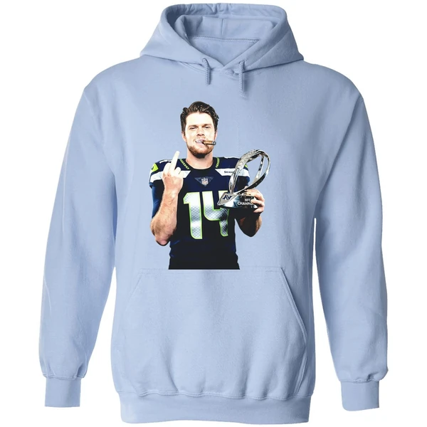 Sam Darnold Seattle Seahawks 2026 Super Bowl Lx Trophy Middle Finger Hoodie - Image 4