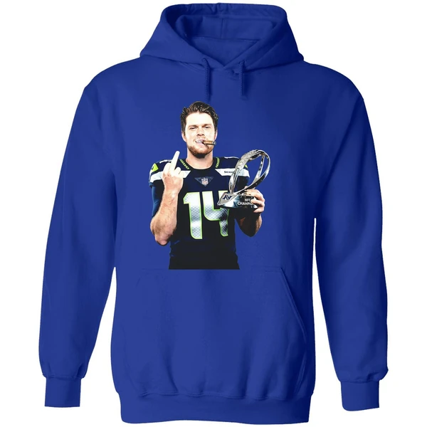 Sam Darnold Seattle Seahawks 2026 Super Bowl Lx Trophy Middle Finger Hoodie - Image 7