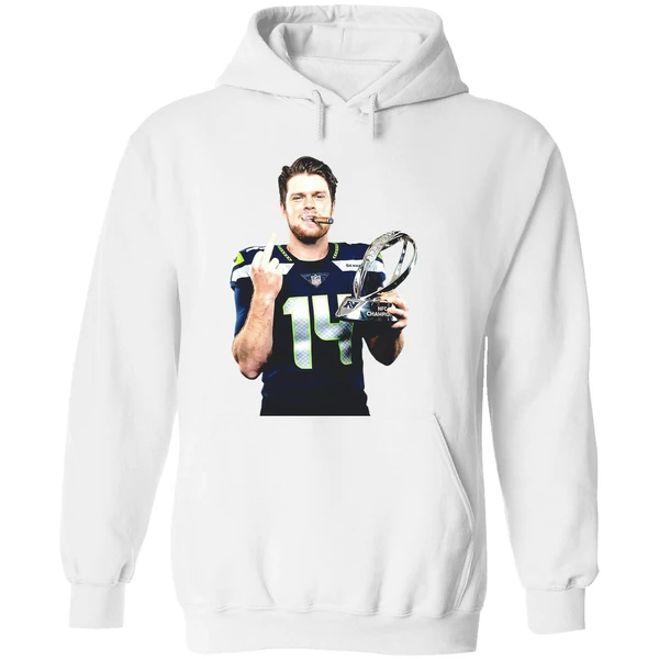 Sam Darnold Seattle Seahawks 2026 Super Bowl Lx Trophy Middle Finger Hoodie - Image 8
