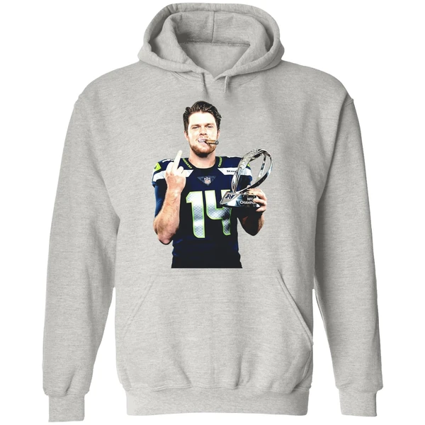 Sam Darnold Seattle Seahawks 2026 Super Bowl Lx Trophy Middle Finger Hoodie - Image 9