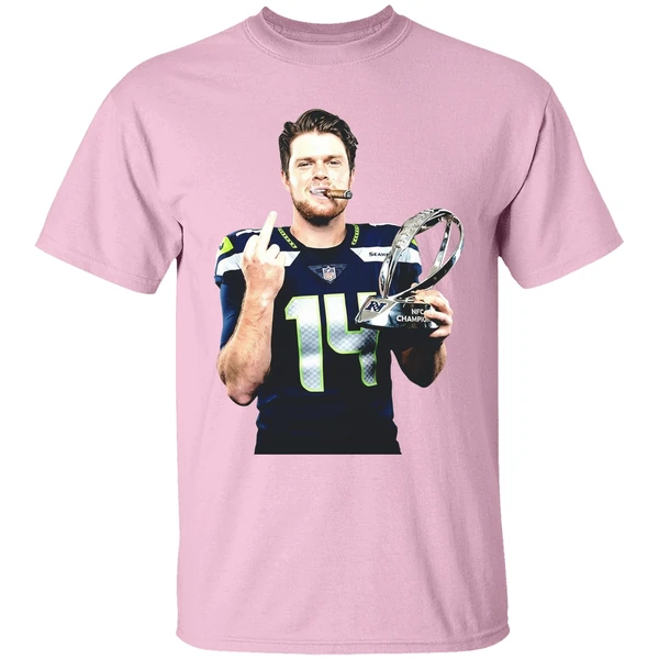 sam darnold seattle seahawks 2026 super bowl lx trophy middle finger shirt lightpink