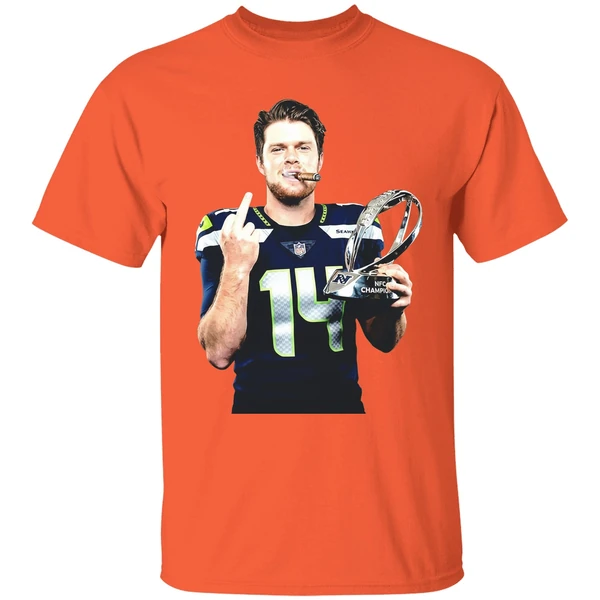 sam darnold seattle seahawks 2026 super bowl lx trophy middle finger shirt orange