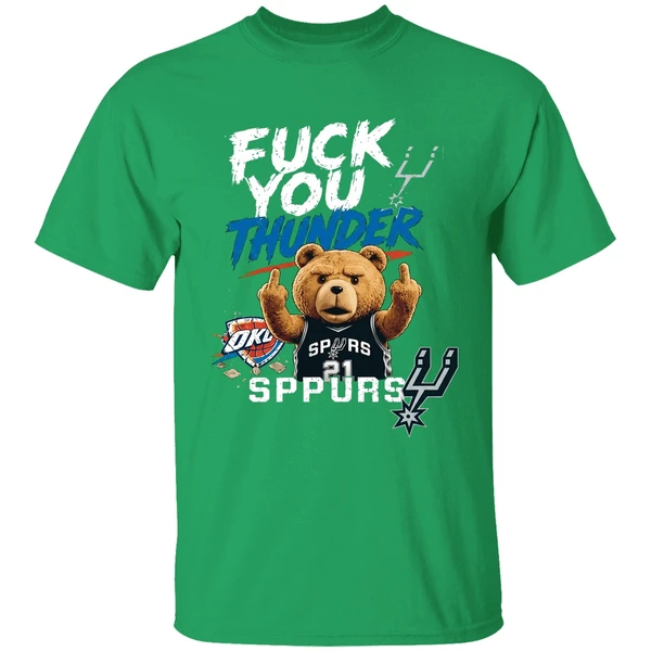 San Antonio Spurs Teddy Bear Middle Finger Fuck You Thunder Shirt - Image 2