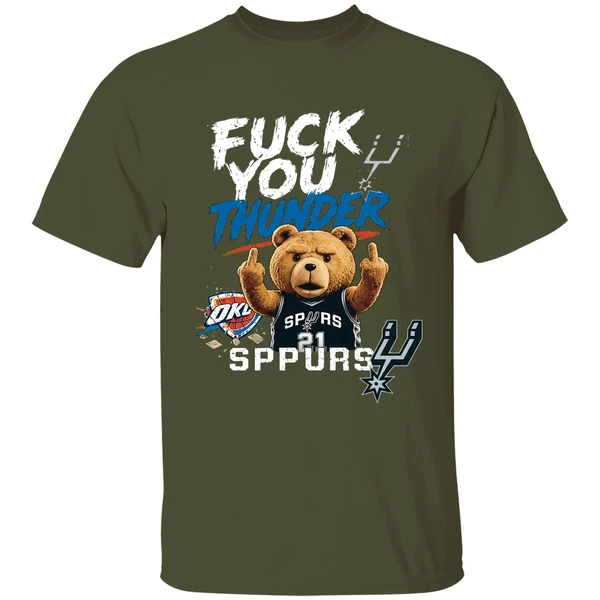 San Antonio Spurs Teddy Bear Middle Finger Fuck You Thunder Shirt - Image 4
