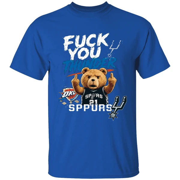 San Antonio Spurs Teddy Bear Middle Finger Fuck You Thunder Shirt - Image 8