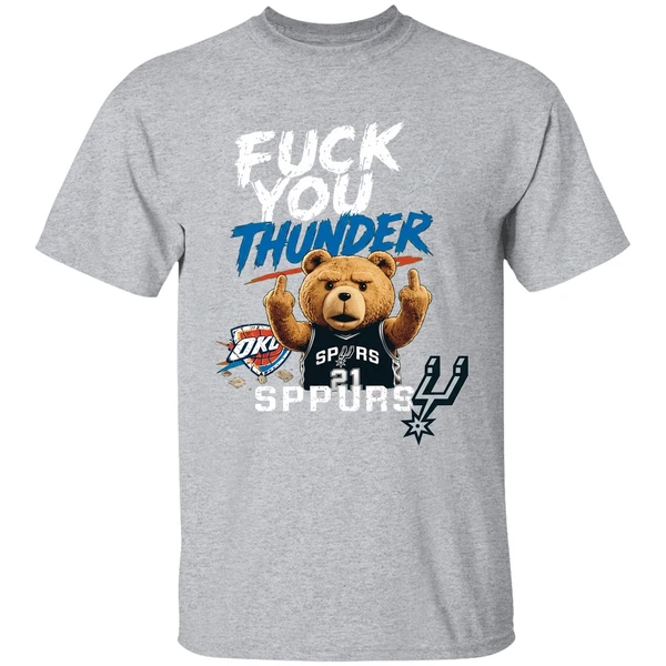 San Antonio Spurs Teddy Bear Middle Finger Fuck You Thunder Shirt - Image 9
